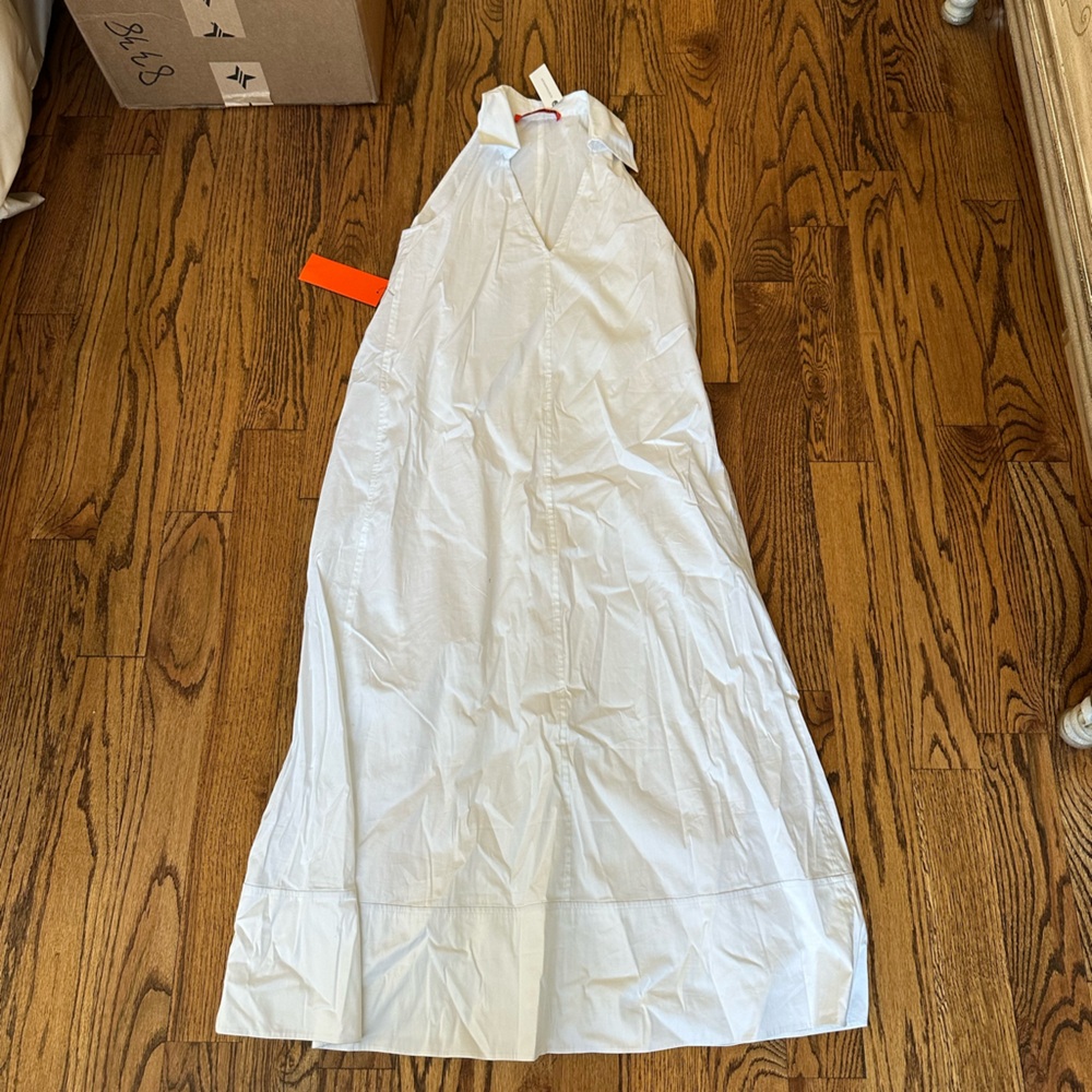 White Sleeveless Halter Maxi Dress